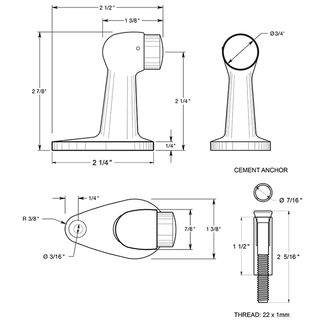 Deltana FDB278 Door Floor Bumper