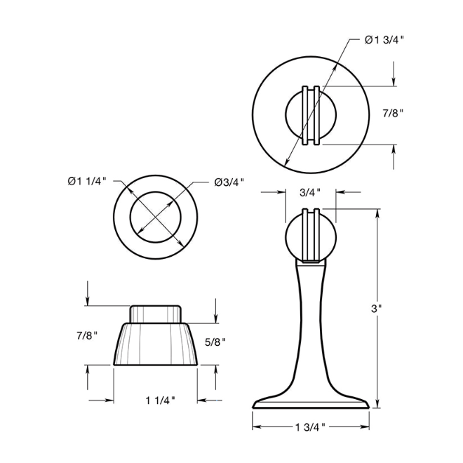 Deltana MDH30 Magnetic Door Holder