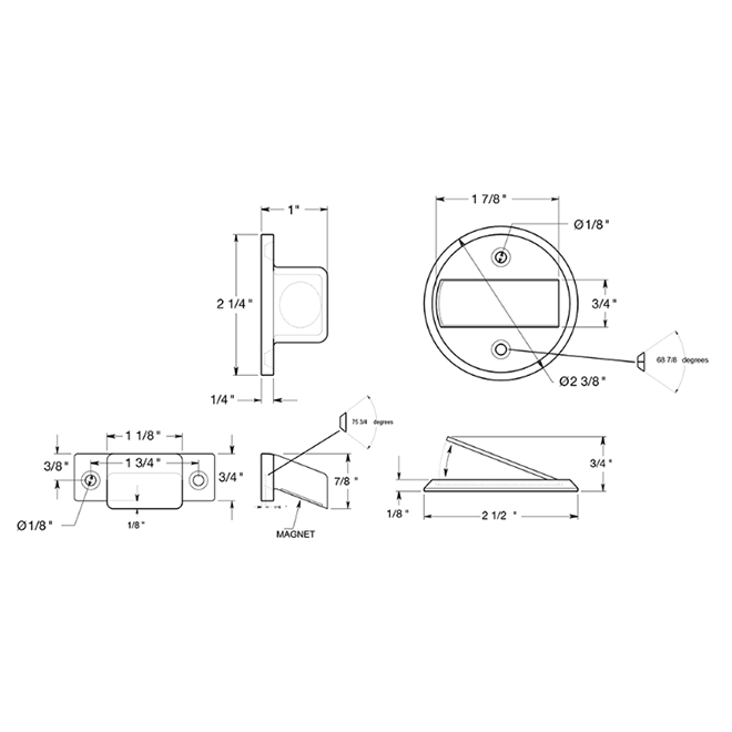 Deltana MDHF25 Magnetic Door Holder