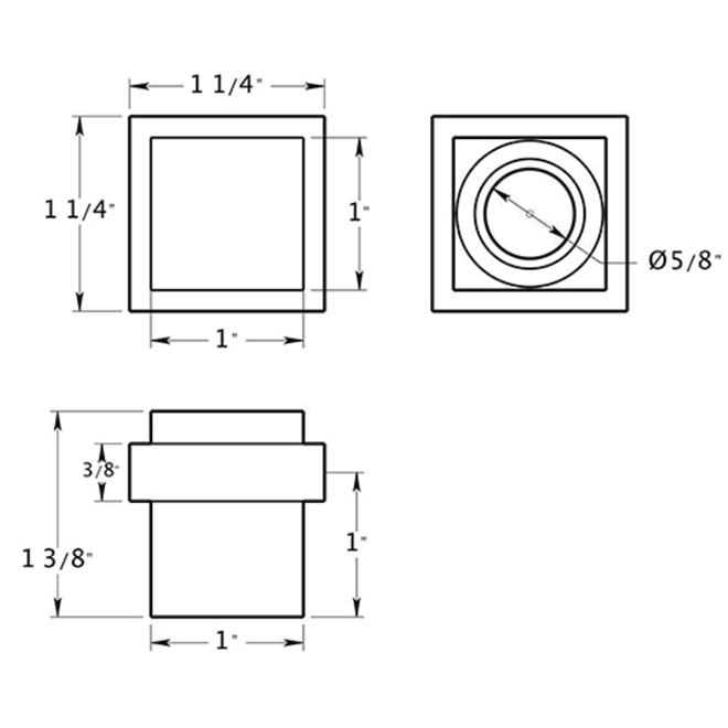 Deltana UFBS138 Door Floor Bumper