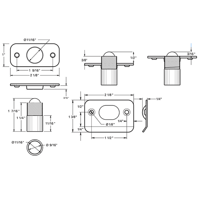 Deltana BC218R Door Ball Catch