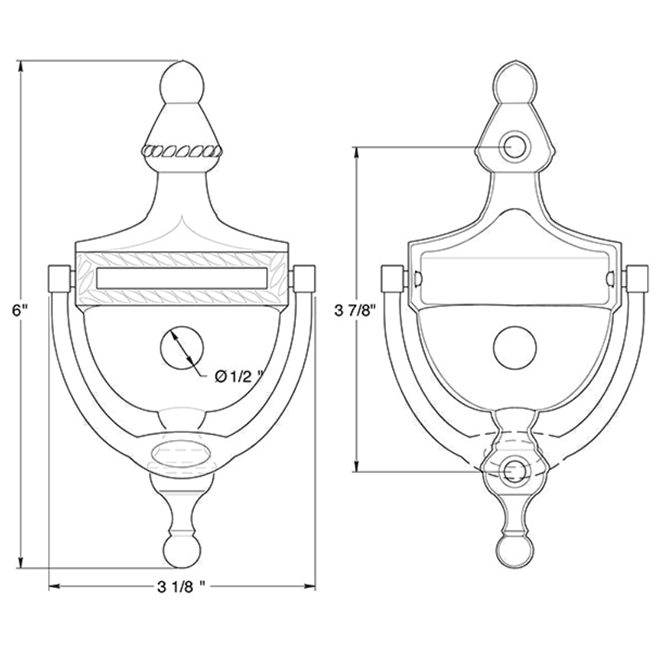 Deltana DKV6R Door Knocker