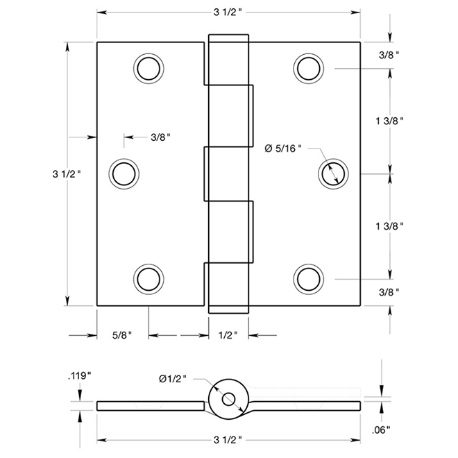 Deltana S35HD Door Butt Hinge