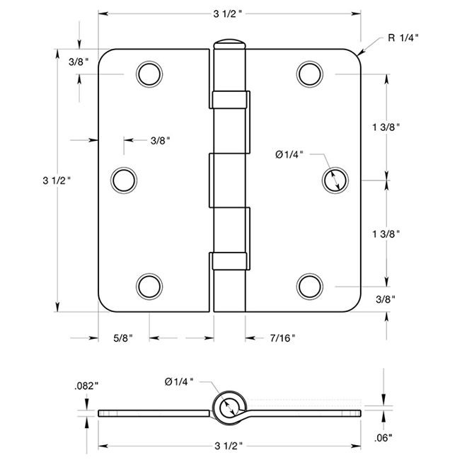 Deltana S35R4BB Door Butt Hinge