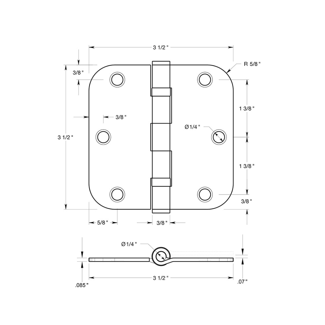 Deltana S35R5BB Door Butt Hinge