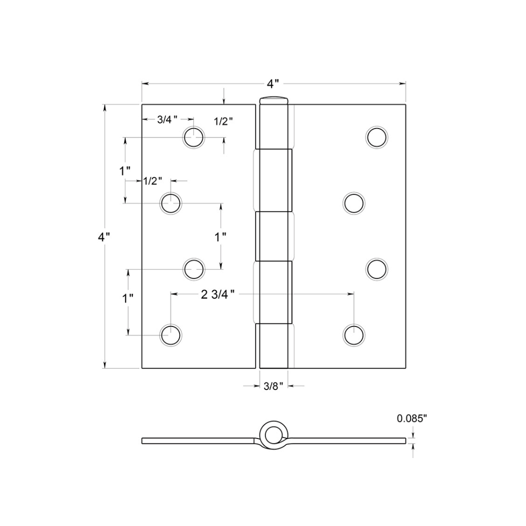 Deltana S44R Door Butt Hinge