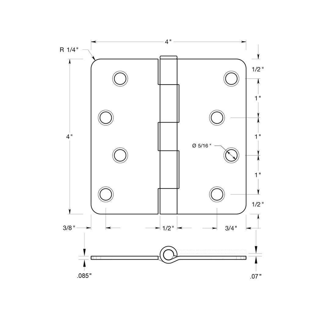 Deltana S44R4 Door Butt Hinge