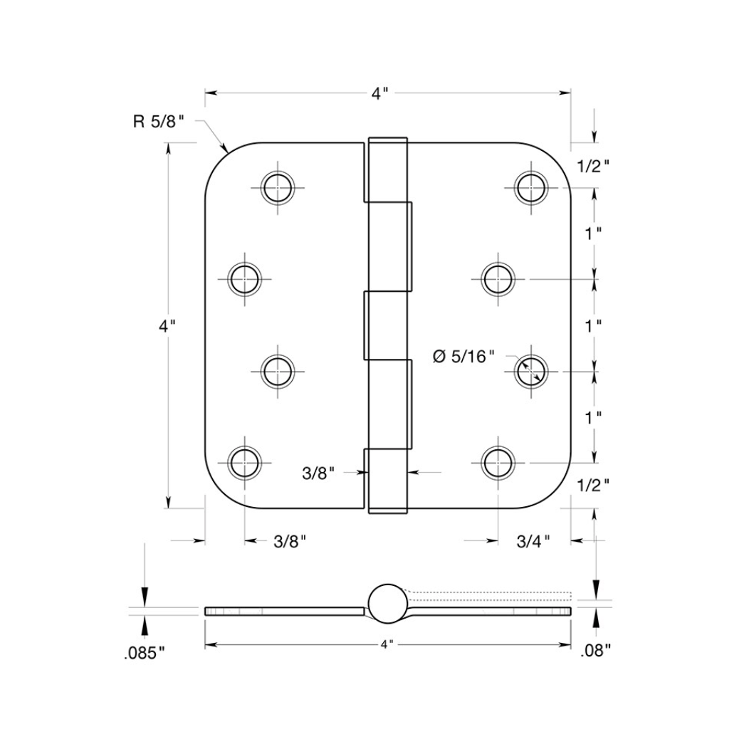 Deltana S44R5 Door Butt Hinge