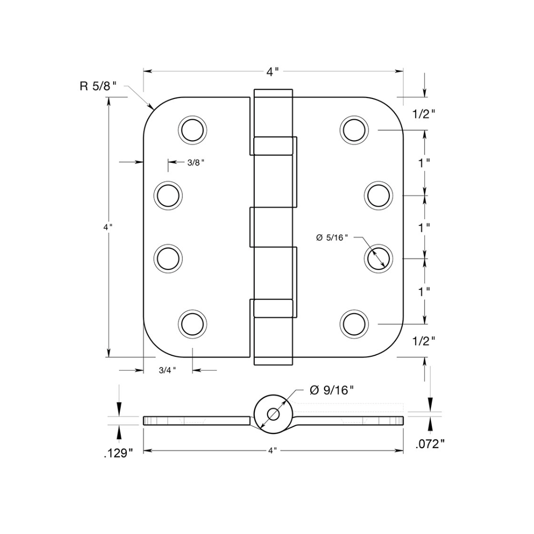 Deltana S44R5HDB Door Butt Hinge