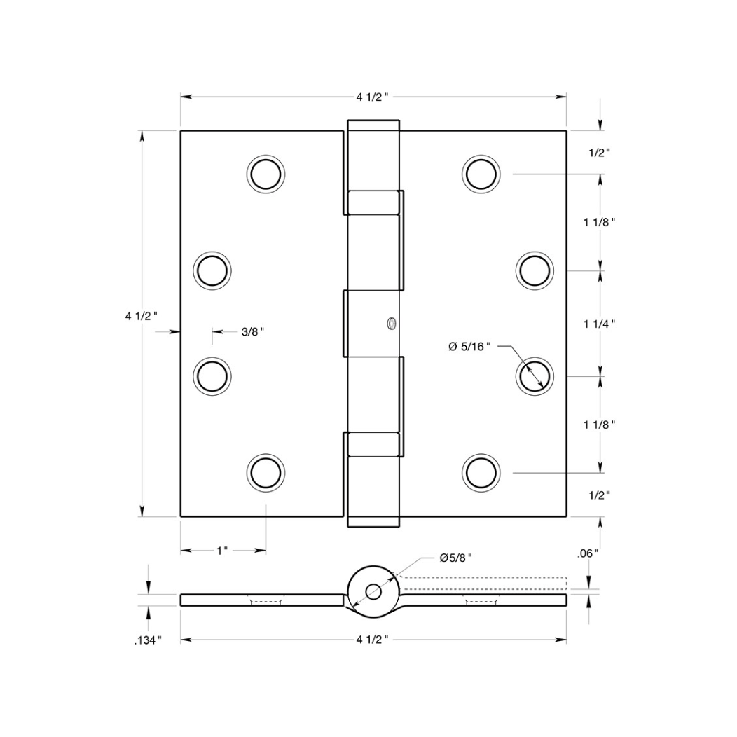 Deltana S45BB Door Butt Hinge