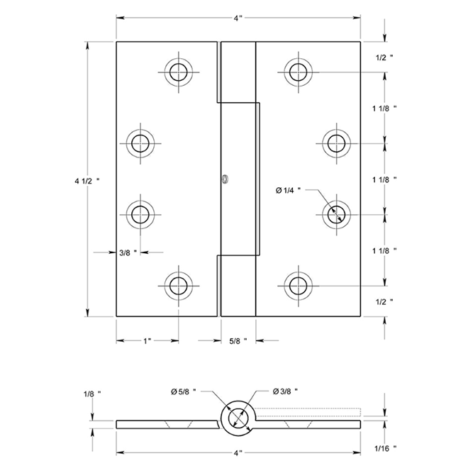 Deltana CSB4540SN Door Butt Hinge