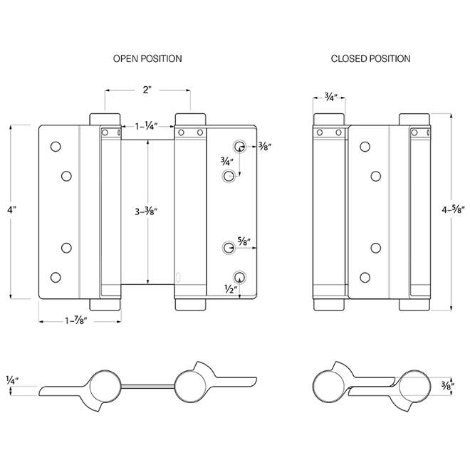 Deltana DASHS Double Action Door Spring Hinge