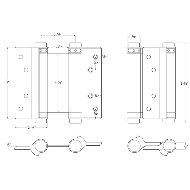 Deltana DASHS Double Action Door Spring Hinge