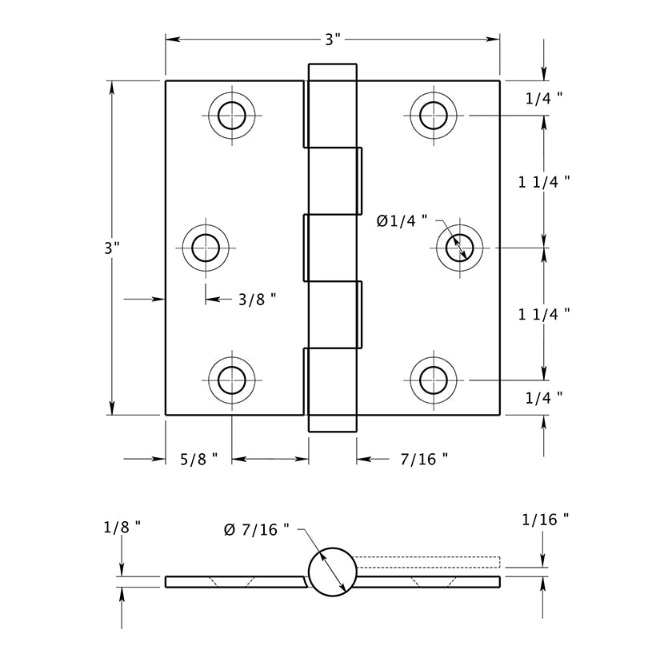 Deltana DSB33 Door Butt Hinge