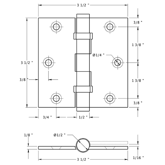 Deltana DSB35B Door Butt Hinge