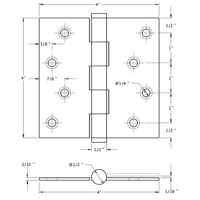 Deltana DSB4-RZ Door Butt Hinge