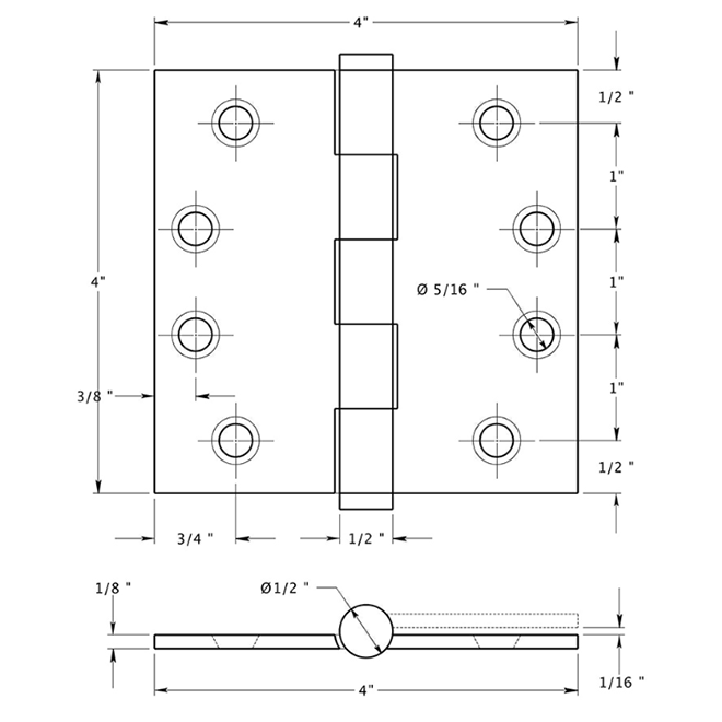 Deltana DSB4 Door Butt Hinge