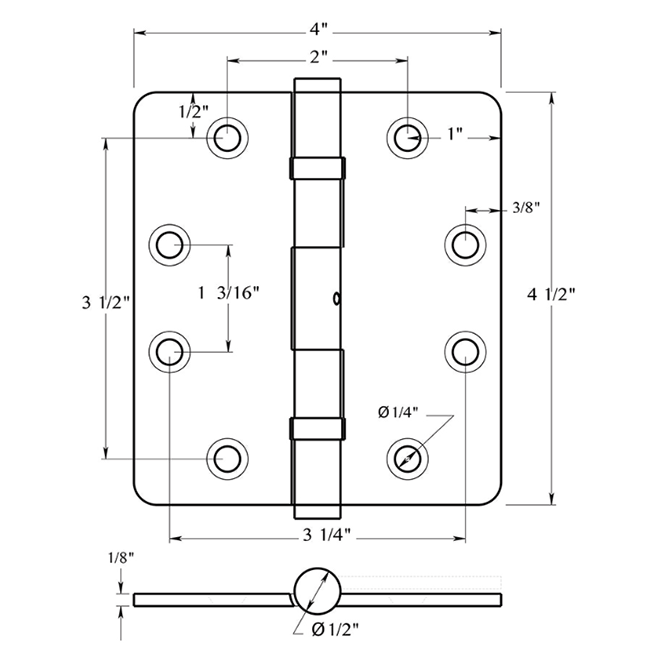 Deltana DSB4540NB Door Butt Hinge