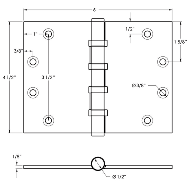 Deltana DSB4560BB Door Butt Hinge