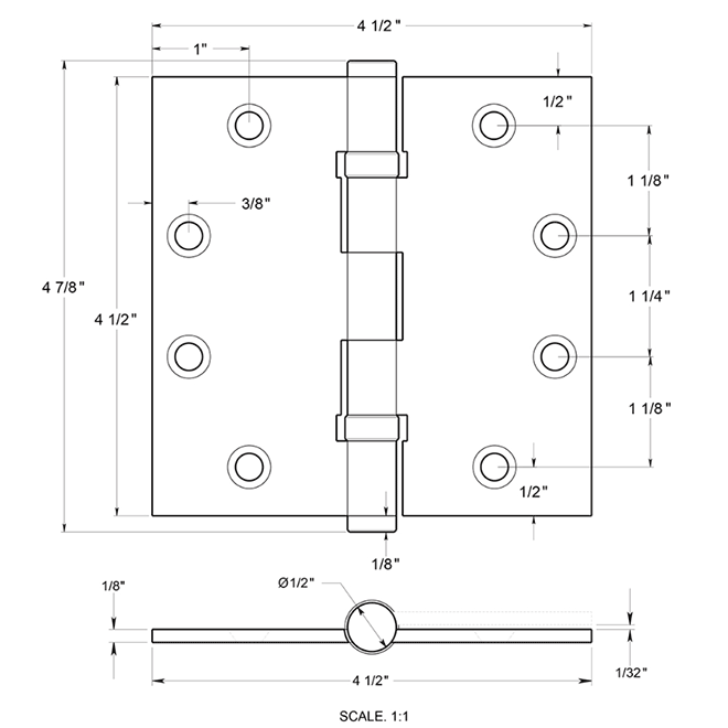 Deltana DSB45B Door Butt Hinge