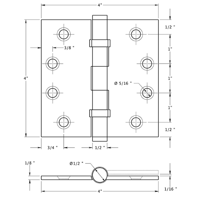 Deltana DSB4B Door Butt Hinge