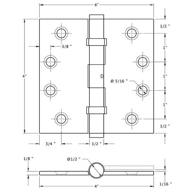 Deltana DSB4NB Door Butt Hinge