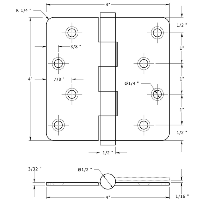 Deltana DSB4R4-RZ Door Butt Hinge