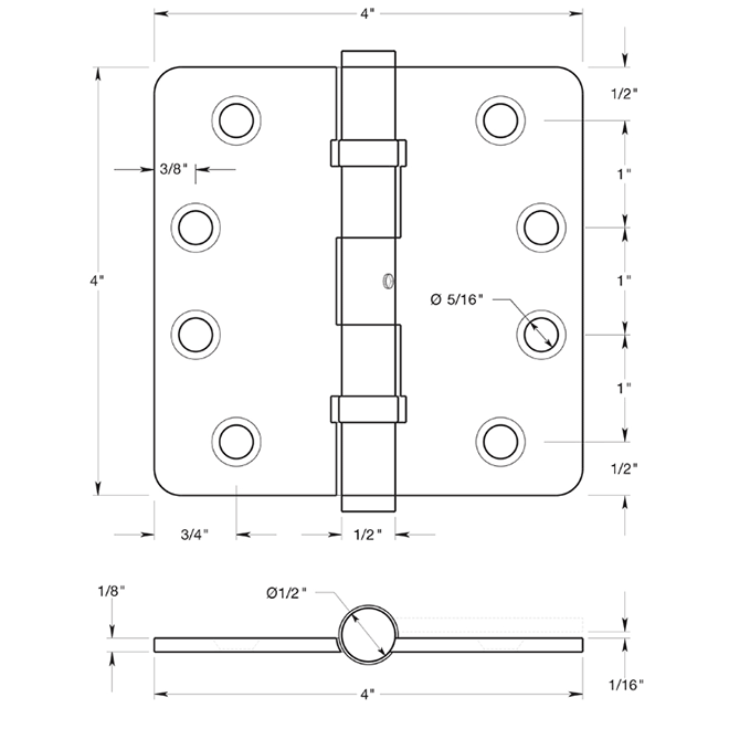 Deltana DSB4R4NB Door Butt Hinge