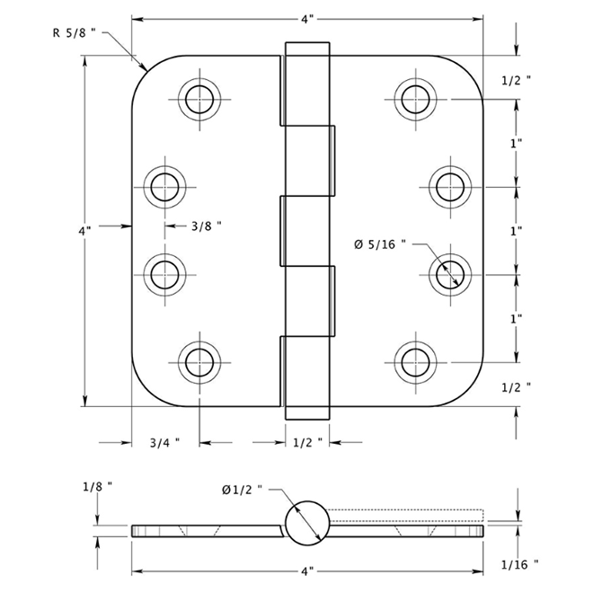 Deltana DSB4R5-R Door Butt Hinge Deltana DSB4R5-R Door Butt Hinge