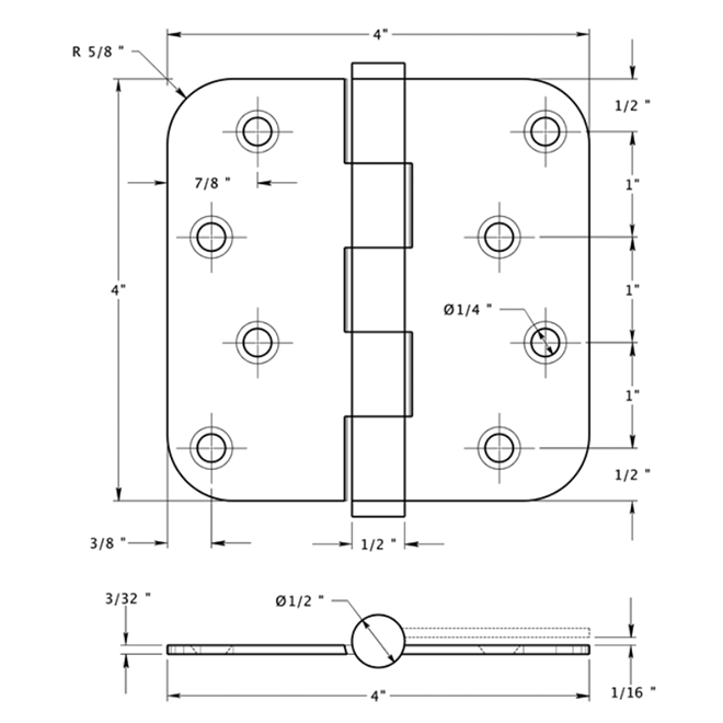 Deltana DSB4R5-RZ Door Butt Hinge