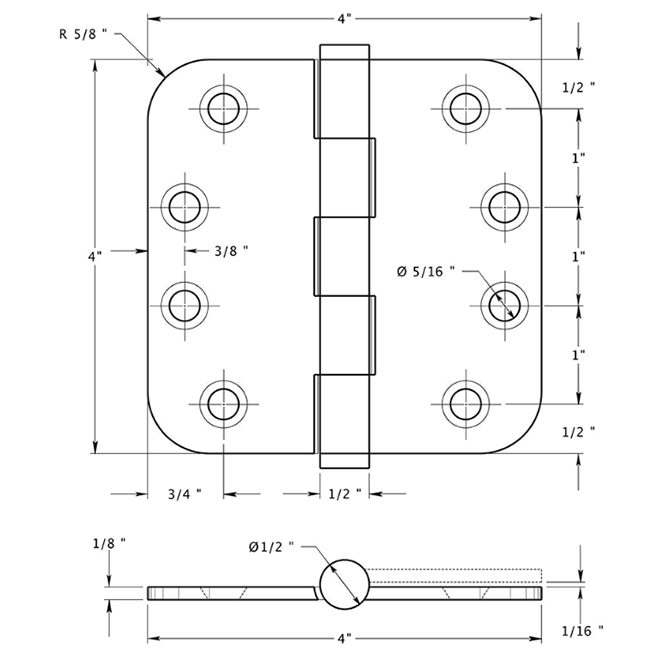 Deltana DSB4R5 Door Butt Hinge