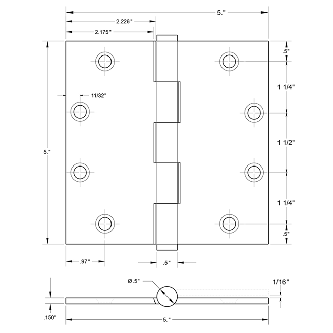 Deltana DSB55 Door Butt Hinge