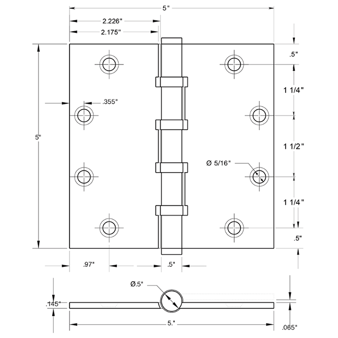 Deltana DSB55B Door Butt Hinge