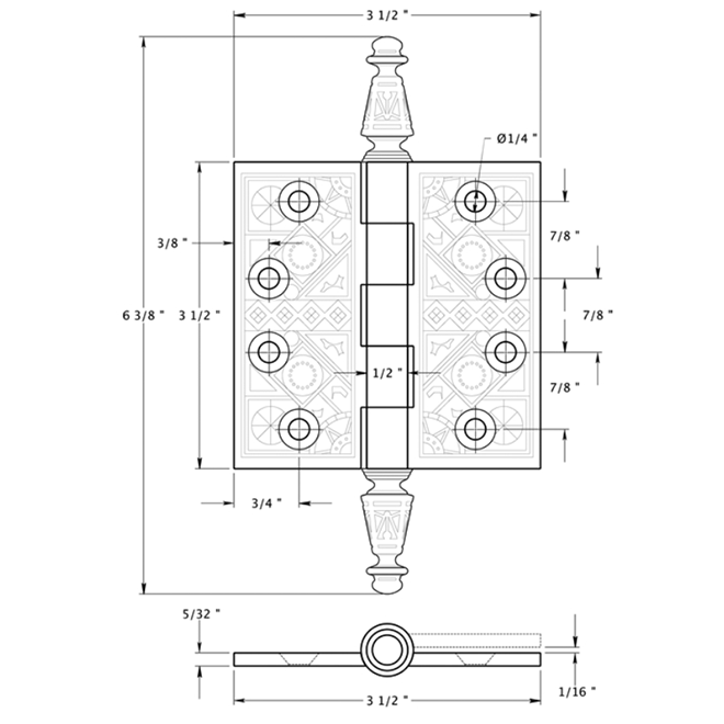 Deltana CSBP35 Door Butt Hinge