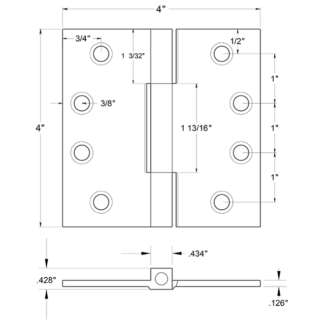 Deltana DSBS4 Door Butt Hinge