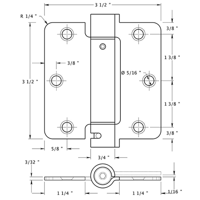 Deltana DSH35R4 Door Spring Hinge