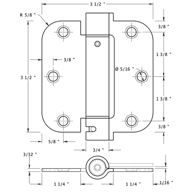 Deltana DSH35R5 Door Spring Hinge