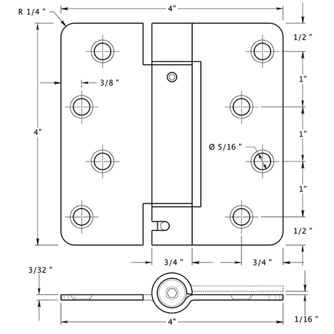 Deltana DSH4R4 Door Spring Hinge