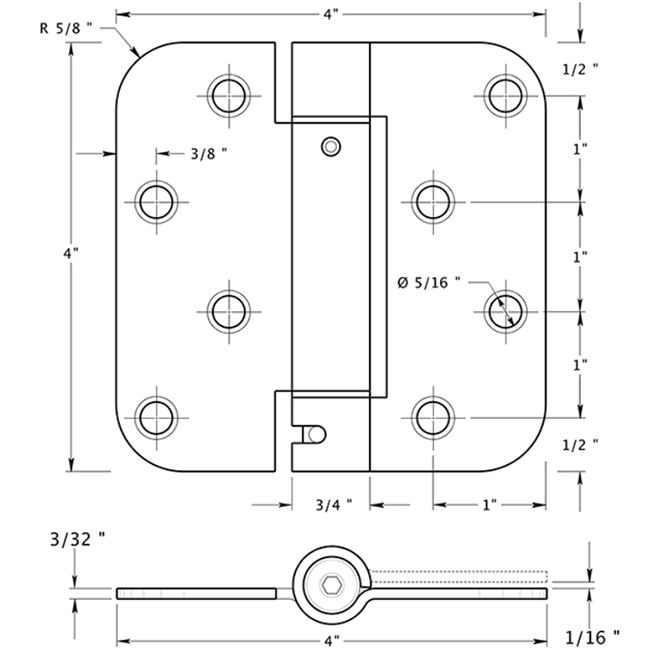 Deltana DSH4R5-BM Door Spring Hinge