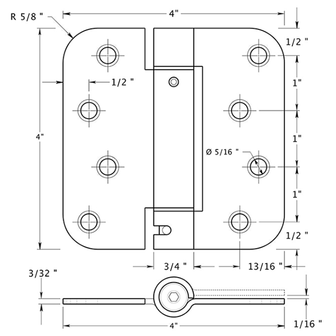 Deltana DSH4R5-T Door Spring Hinge