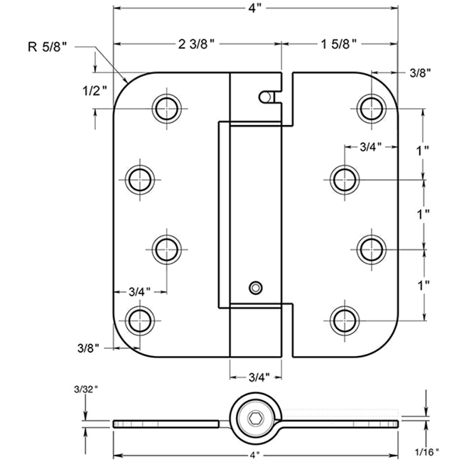 Deltana DSH4R5 Door Spring Hinge