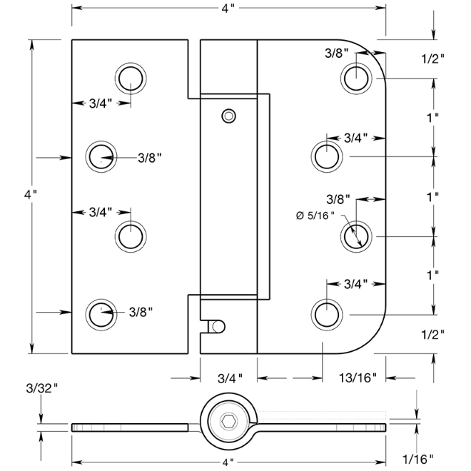 Deltana DSH4SR5 Door Spring Hinge