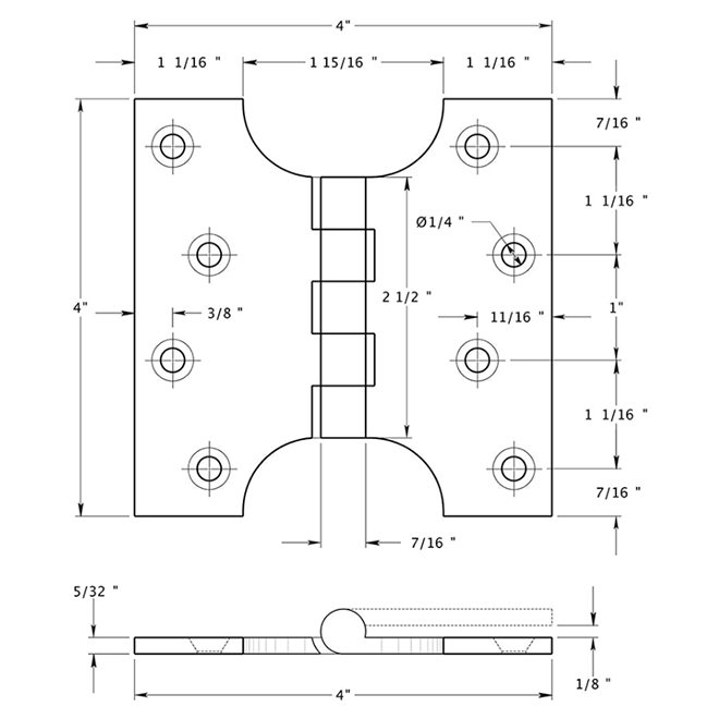 Deltana DSPA4040 Door Parliament Hinge