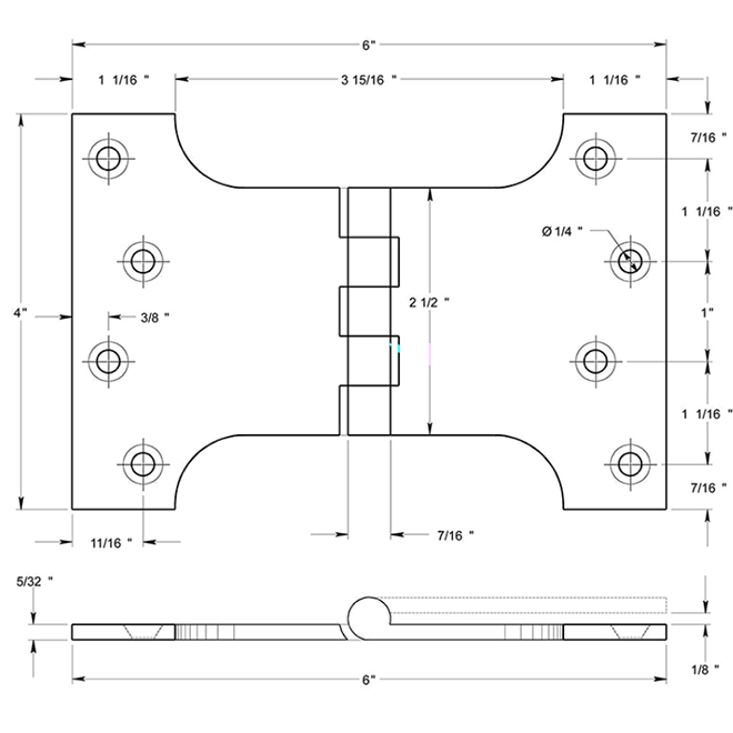 Deltana DSPA4060 Door Parliament Hinge