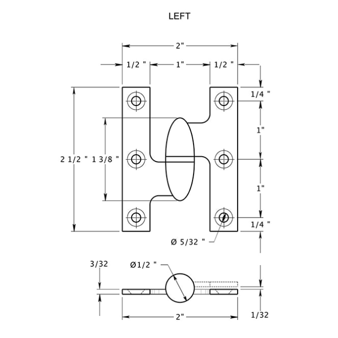 Deltana OK2520 Door Olive Knuckle Hinge