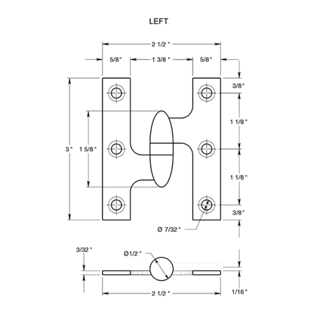 Deltana OK3025B Door Olive Knuckle Hinge