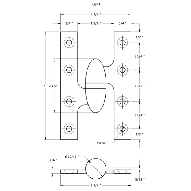 Deltana OK5032B Door Olive Knuckle Hinge