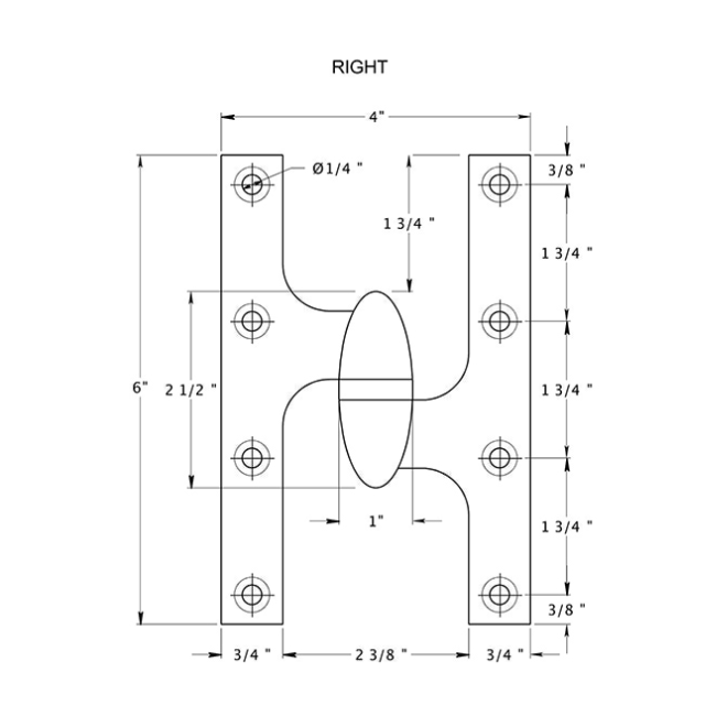 Deltana OK6040B Door Olive Knuckle Hinge