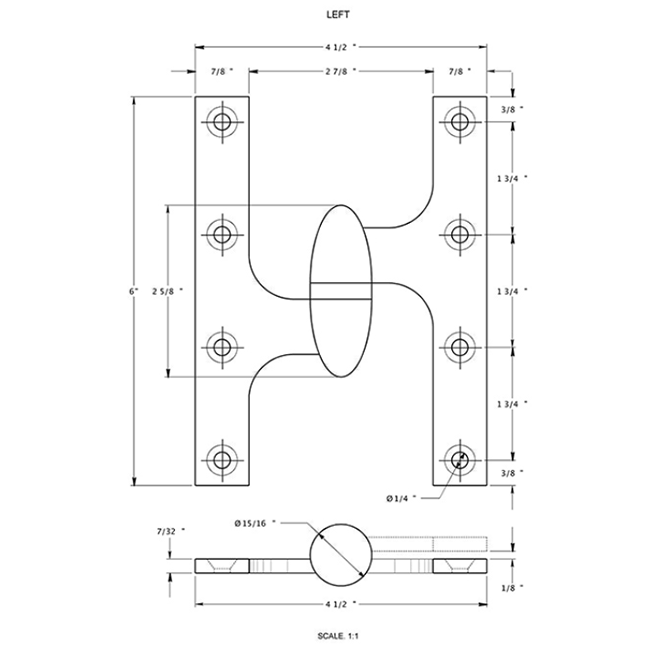 Deltana OK6045B Door Olive Knuckle Hinge