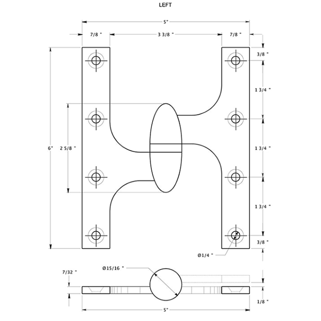 Deltana OK6050B Door Olive Knuckle Hinge